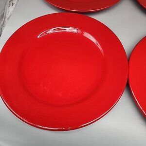 Waechtersbach Germany Red 11" Dinner Plates Glossy Set Of 4 Vintage